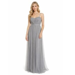 $298 NEW Monique Lhuillier Gray Bridesmaid Sweetheart Tulle Gown Prom Dress 6 S
